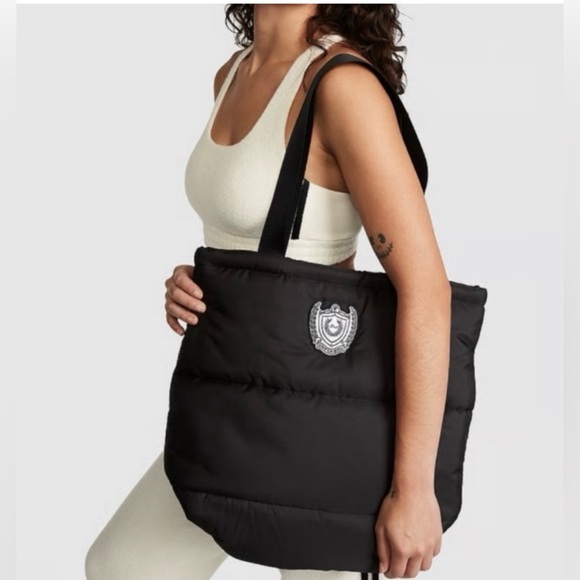 PINK Victoria's Secret Handbags - Victorias Secret Pink Black Puffer Tote